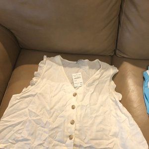 Madewell Linen-Blend Ruffle Button Tank Crop top